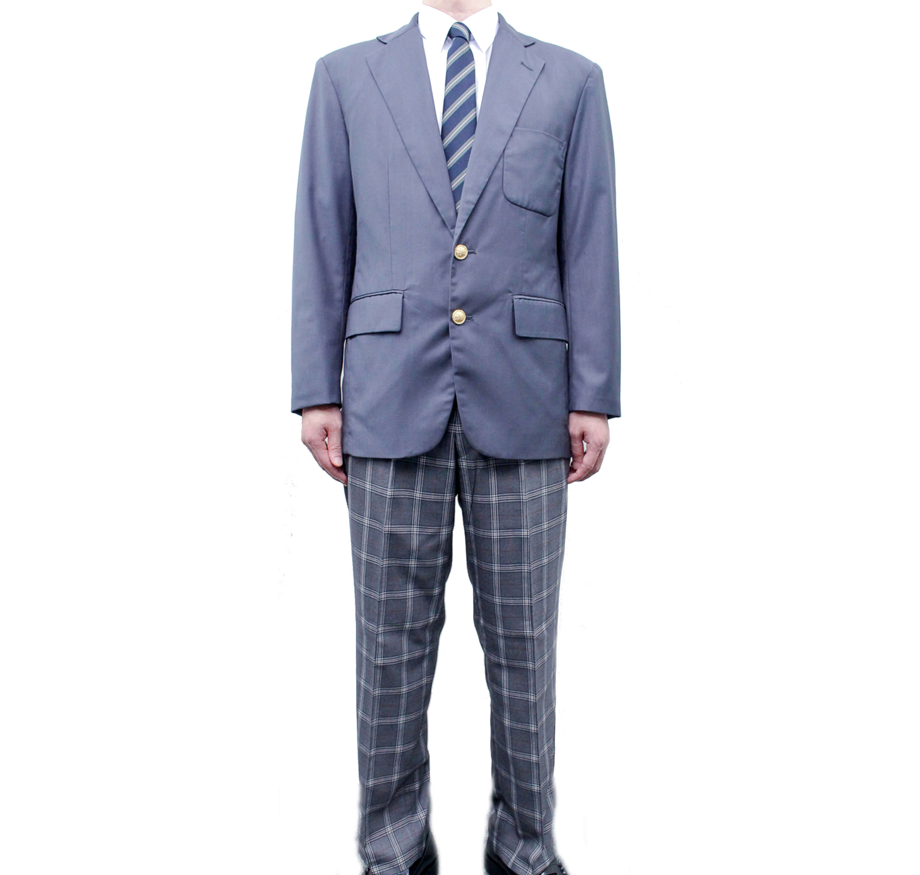 コーディネート例　メンズグレーブレザー制服コーディネート　レンタル制服