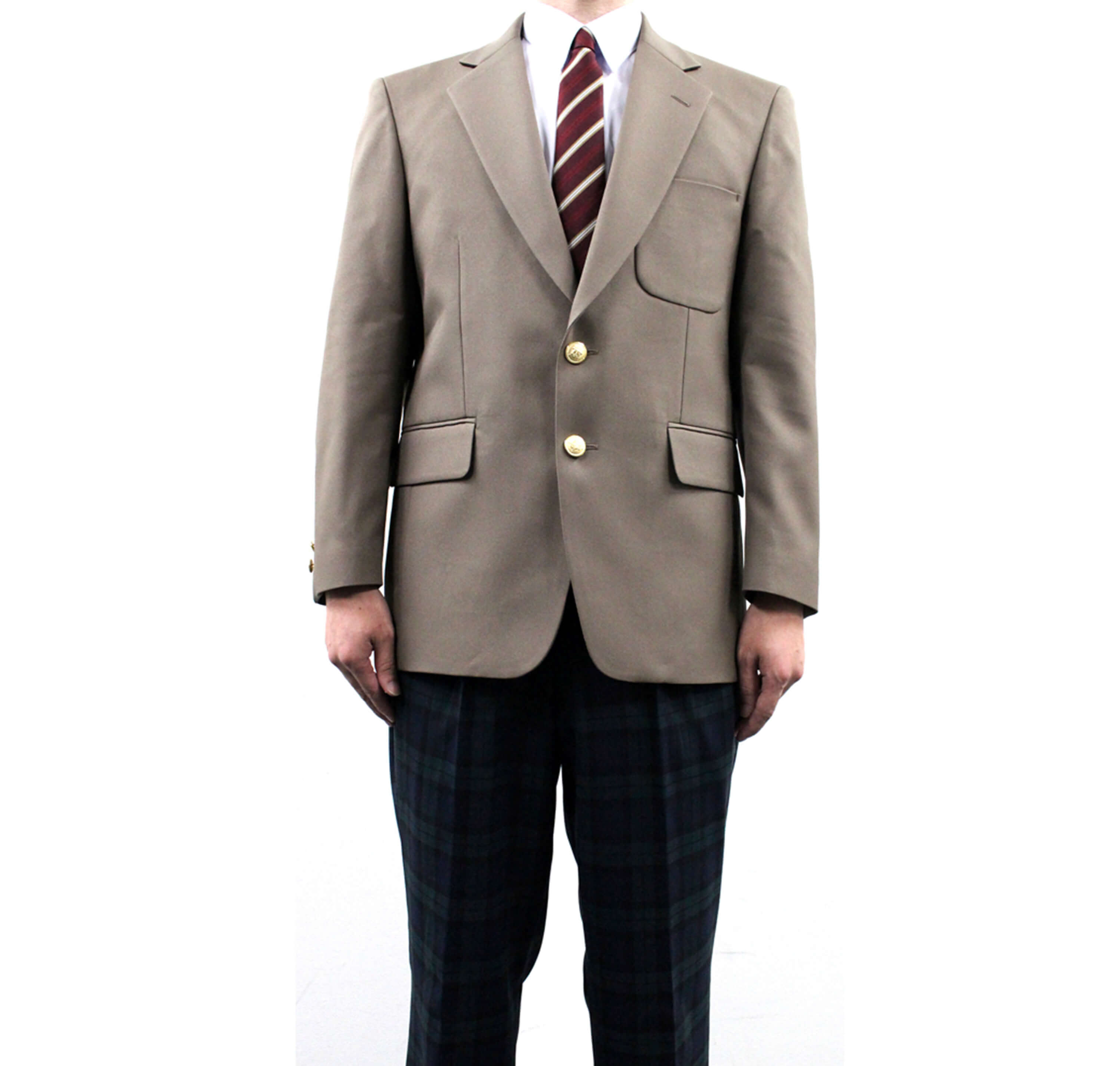 コーディネート例　メンズベージュブレザー制服コーディネート　レンタル制服